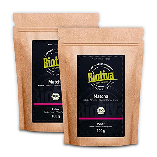 Biotiva Té De Matcha Orgánico 200 G 2x100g - Té, Latte, Batidos - 100 Cultivo Sostenible - Llenado Y Verificado En Alemania De-Öko-005 Biotiva Té De Matcha Orgánico 200 G 2x100g - Té, Latte, Batidos - 100 Cultivo Sostenible - Llenado Y Verificado En Alemania De-Öko-005