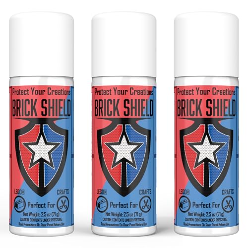 BrickShield Plastic Adhesive Spray Glue (3 Pack) - Temporary Glue Spray Adhesive for Bricks, Blocks and Multipurpose - Ideal Spray Adhesive for Crafts, Lego - Net Wt 2.5 oz - Non-Toxic Made in USA