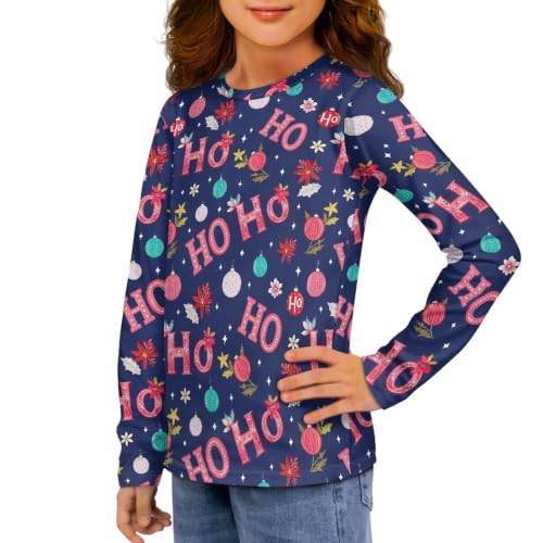 Image of Long Sleeve Shirts for Girls Casual Crewneck Tops Fall Winter Outfits for 3-16 Years Old