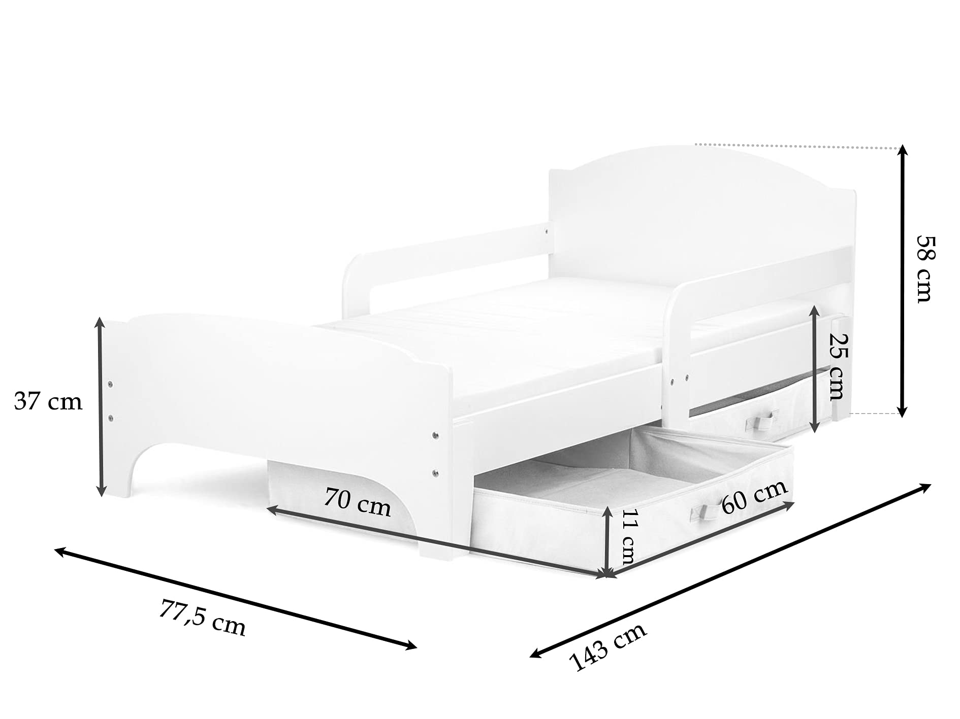 leomark Smart Cama Infantil de Madera - Mariposa - Marco de Cama, Colchón y Cajón, robustro Cómodo Dormitorio Impresa, Muebles para Niños, Espacio para Dormir: 140/70 cm
