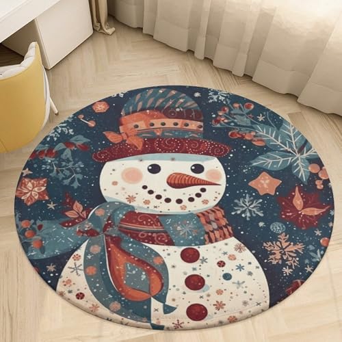Alfombra de retazos lavable con muñeco de nieve para decoración 7