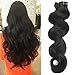 Produktbild Koobetti Clip in Haarverlängerungen, Body Wave Haarverlängerung, Remy Echthaar, 70g, 7 Stück, No.1b Natürliches Schwarzes, 45cm