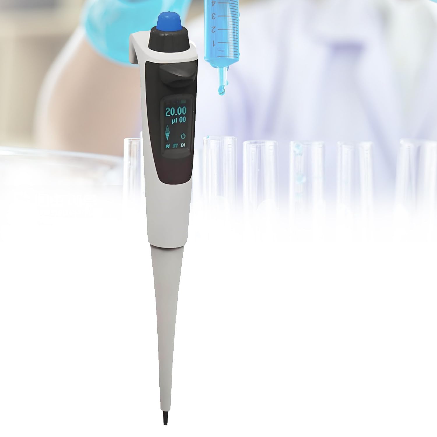 Pipeta Eléctrica – Pipetas Digitales Calibración Automática con Pantalla Transparente,0,5~1000 Microlitros Programable,Dispositivo De Pipeta Portátil 100to1000µL