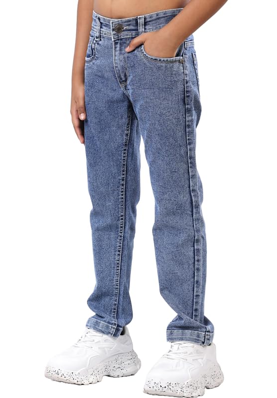 Image of London Hills Boys Regular Fit Mid Rise Jeans Premium Slim Fit Kids Comfortable Everyday Wear | Soft Cotton Button with Fly Zip