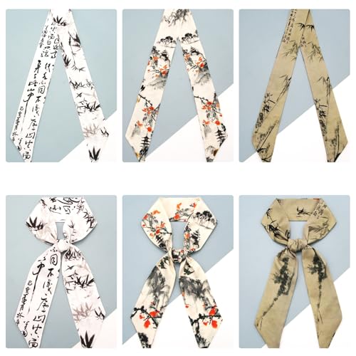 5 Pack Purse Scarf Set,Silk Ribbon Scarves for Bags Head Scarf for Handbag Handle Scarf Band Hair Neck Scarf for Women Fashion Holiday Gifts Wrapping,0313