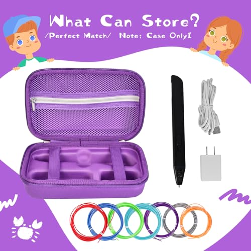 Hard Case Compatible with MYNT3D Super/Professional Printing 3D Pen, Purple — view 2