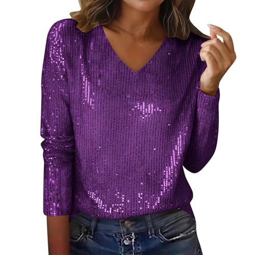 BXJX Sequin Shirts for Women Sequin Tops for Women Long...