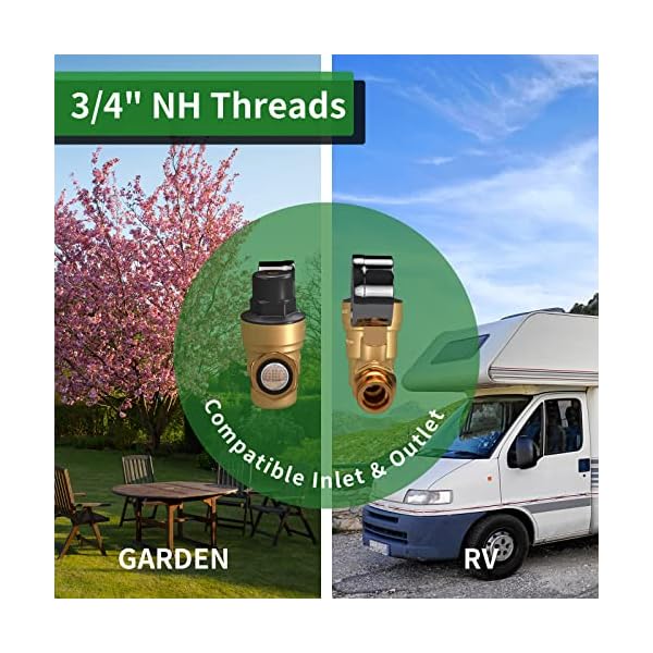 RVGUARD RV Water Pressure Regulator Valve, Brass LeadFree Adjustable