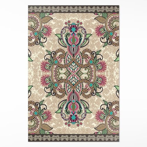 Alfombra de Vinilo 140x210 cm Fácil Limpieza Rectangular para Cocina Salón y Dormitorio PCV Impermeable de Material Sintético de Calidad Decoración de Interiores - Clásico Oriental