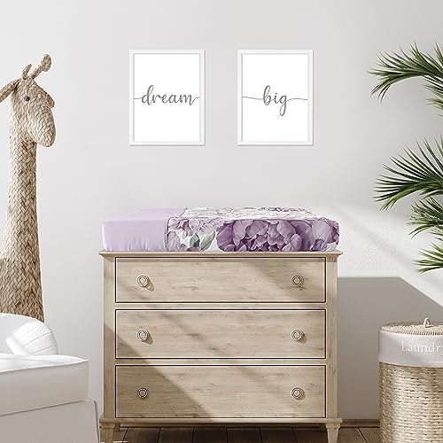 Image of Sweet Jojo Designs Lavender Purple Boho Shabby Chic Floral Girl Baby Changing Pad Cover Infant Newborn Diaper Table Change Mat Sheet Lilac Violet Ivory Bohemian Vintage Garden Watercolor Flower Nature