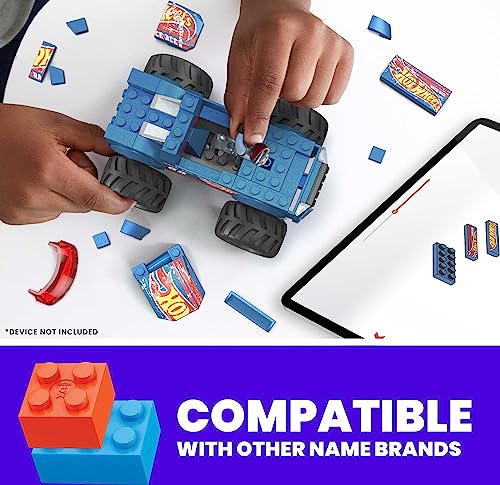 MEGA Hot Wheels Monster Truck Jouets de Construction Le Capot de Course se décolle sur 'impact avec 1 Micro Figurine articulée et des Roues géantes HMM49 - vue 2