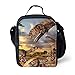 POLERO Kühltasche klein Kühlbox faltbar Lunchtasche Tanystropheus Oviraptor Dinosaurier Mittagessen Tasche Thermotasche Isoliertasche Picknicktasche für Arbeit Picknick