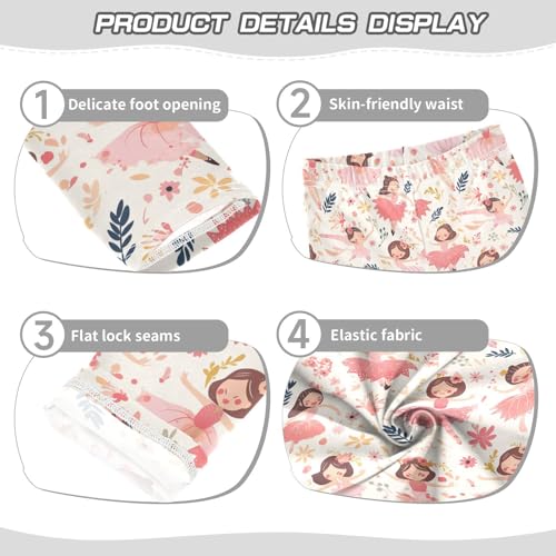 KLL Seamless Pattern Cute Ballerina Toddler Girl Athletic Leggings Stretch High Waisted Leg Yoga Pants Gym3