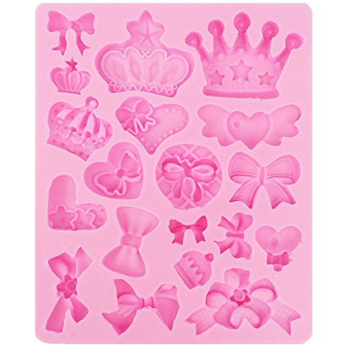 Funshowcase Assorted Bows Crown Heart Silicone Mold Cake Decorating for Sugarcraft, Fondant, Resin