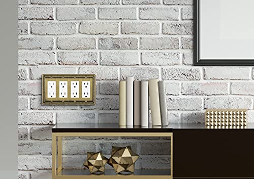 Image of Henne Bery Sunken Pearls Heavy Duty Decorative Wall Plate Switch Plate Outlet Cover (Quad Decorator, Antique Brass)