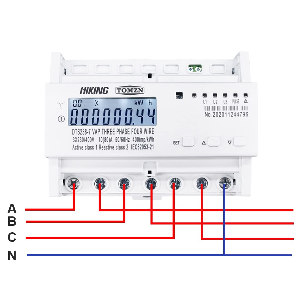 Trifase 38. 0V 80A. Misuratore di energia della Guida DIN con sopra la Protezione del Monitor di Protezione del Limite di Corrente di Tensione Protezione dei relè 557