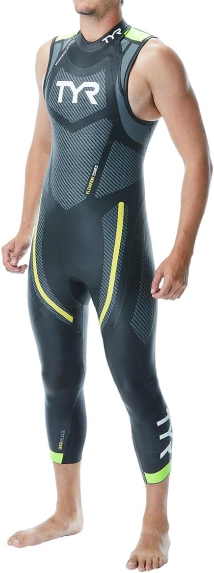 TYR HCAFSM6A576S Men Cat 5 Sleevelesss Wetsuit Black/Grn/Yellow S