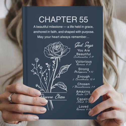 Personalized 55th Birthday Journal, Christian Faith Gift, Custom Name Birth Flower Notebook, Hardcover Floral Diary, 55th Birthday Keepsake for Mom, Dad, Wife, Husband, Sister, Brother, Friend - VERSE55_5 - Image 6