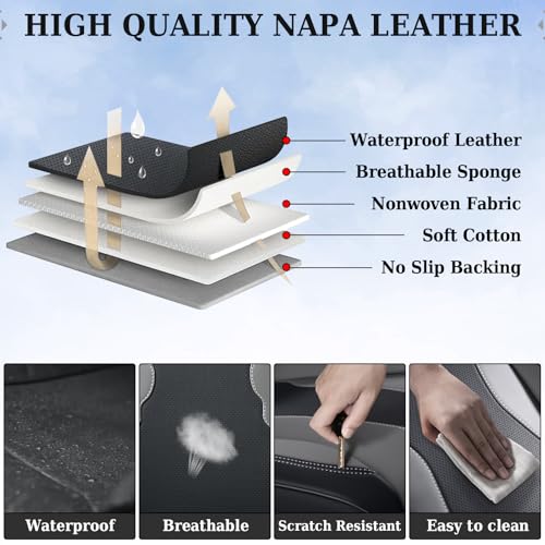 Image of Coverado Car Seat Covers, Front Covers for Cars, Car Seat Cover Front Seats, Automotive Seat Cover, Waterproof, Leather Car Seat Cushion, Universal Interior Covers Seat Protectors for Most Cars