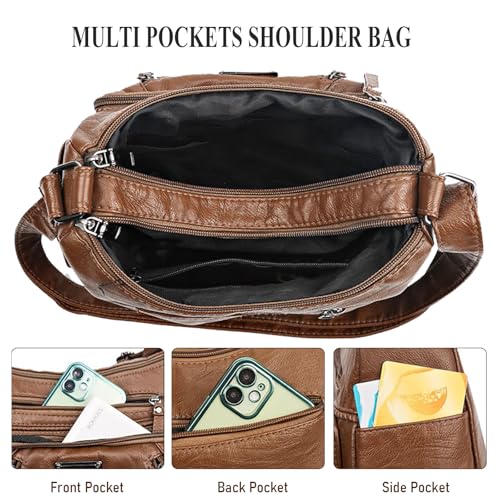 Image of WITERY Crossboby Bag for Women - Soft PU Leather Multi-Pocket Shoulder Bag Handbag with Adjustable Strap