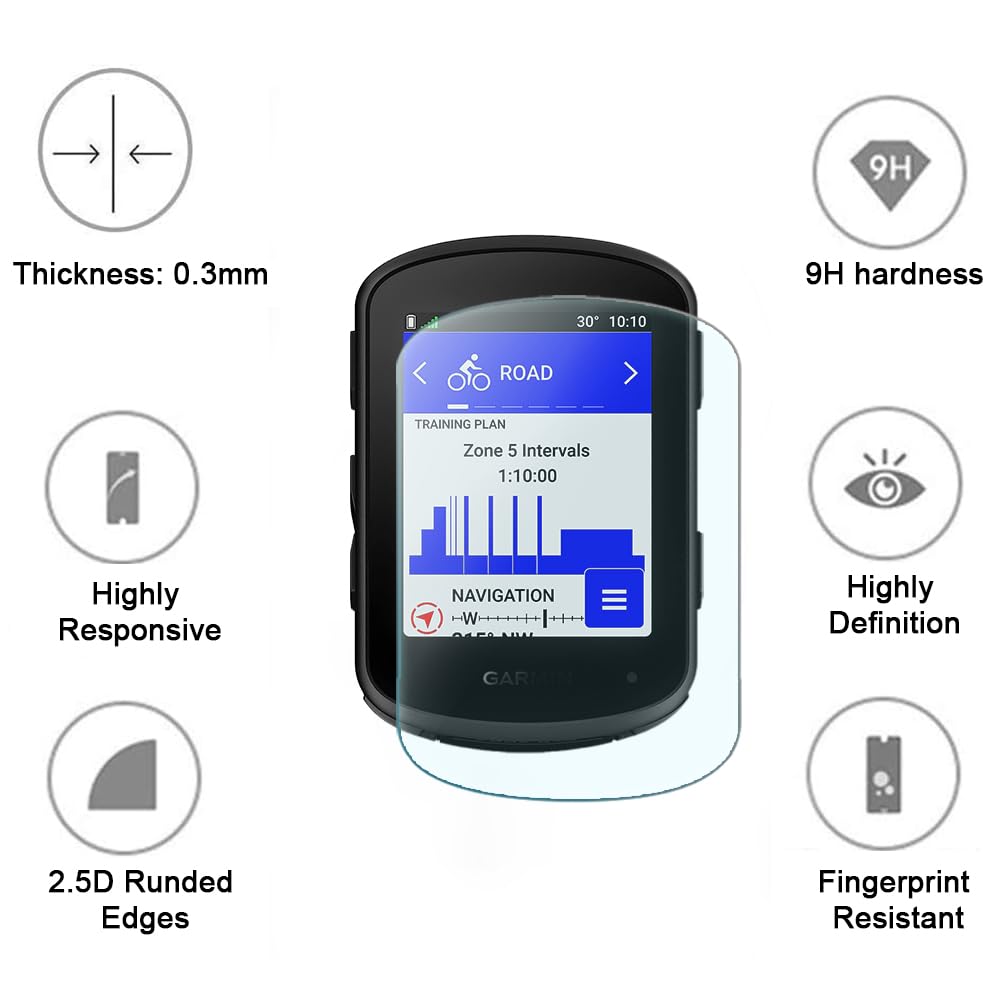 Garmin Edge 840/540 Screen Protector & Case - 3x Tempered Glass + Silicone Cover