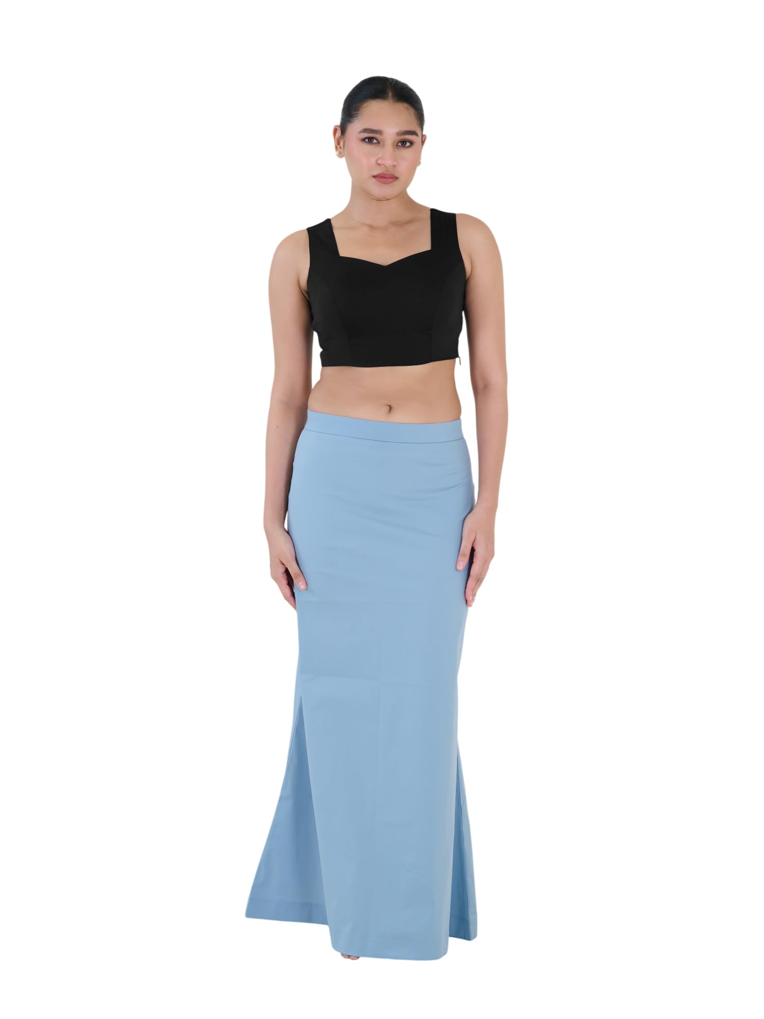 i am by dollyjain Ice Blue Cotton Lycra D'coat with Adjustable Waist-picture-35