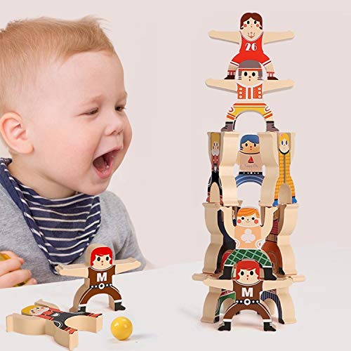 Wooden Stacking Toys Games,Stacking Hercules Acrobatic Troupe Interlock Toys,Balancing Blocks Games Toddler Educational Toys,For 3 4 5 6 Years Old Kids Infants Adults (Wooden Stacking Games-1) #TOP7