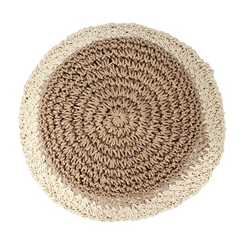 Sombrero de paja crochet color sólido para mujer miniatura 5