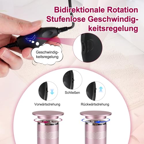 Hornhautentferner Elektrisch, Foot Glow Hornhaut Entferner mit 60er Ersatzpad, Hornhautentferner Elektrisch Testsieger Einstellbare Geschwindigkeit 36W für Tote Haut Rissige