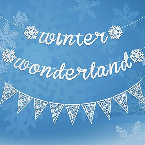 Silver Winter Wonderland Banner Winter Wonderland Snowflake Banner, Winter Wonderland Garland Winter Wonderland Sign For Winter Wonderland Christmas Party Decorations - View #10