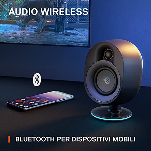 Arena 7 - Altoparlanti da gaming 2.1 illuminati - Design a 2 vie - Bassi potenti, subwoofer - Illuminazione RGB reattiva - USB, Aux, Ottico, Cablato - Bluetooth - Casse per PC - Immagine 7