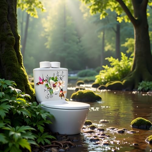 WC-Sitz-Aufkleber, Motiv: Vögel, Blumen, Schmetterlinge, Vögel, Schmetterling, abnehmbar, wasserdicht, WC-Sitzdeckel-Aufkleber, selbstklebend, Badezimmer-Wandaufkleber für Spülkasten, Dekoration, 30 x