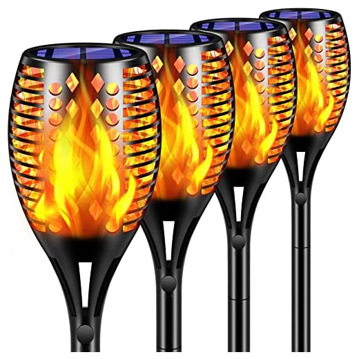 TomCare Solar Lights Upgraded, Waterproof Flickering Flames Torches Lights Outdoor Solar Spotlights Landscape Decoration Lighting Dusk to Dawn Auto On/Off Security Torch Light for Patio Driveway (4)