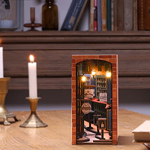 3D-Holzpuzzle, Puppenhaus-Holz-Buchstütze, Bücherregal, Einsatz, Miniatur-Buchstützen, Diorama-Set (SC05) – Bild 3