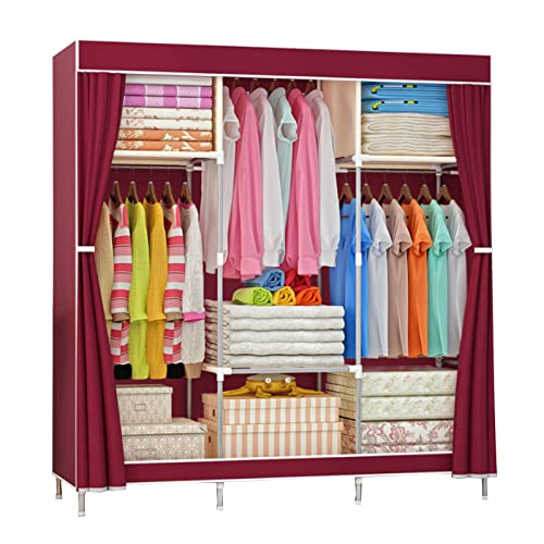 Sto Solut Armoire à vêtements pliable en toile avec étagères et penderie Rouge 105 x 46 x 156 cm