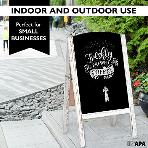 Ilyapa Wooden A-Frame Sign With Rounded Top - 20 X 40 Inches White Sidewalk Chalkboard – Sturdy Freestanding Sandwich Board Menu Display For Restaurant, Business Or Wedding #TOP5