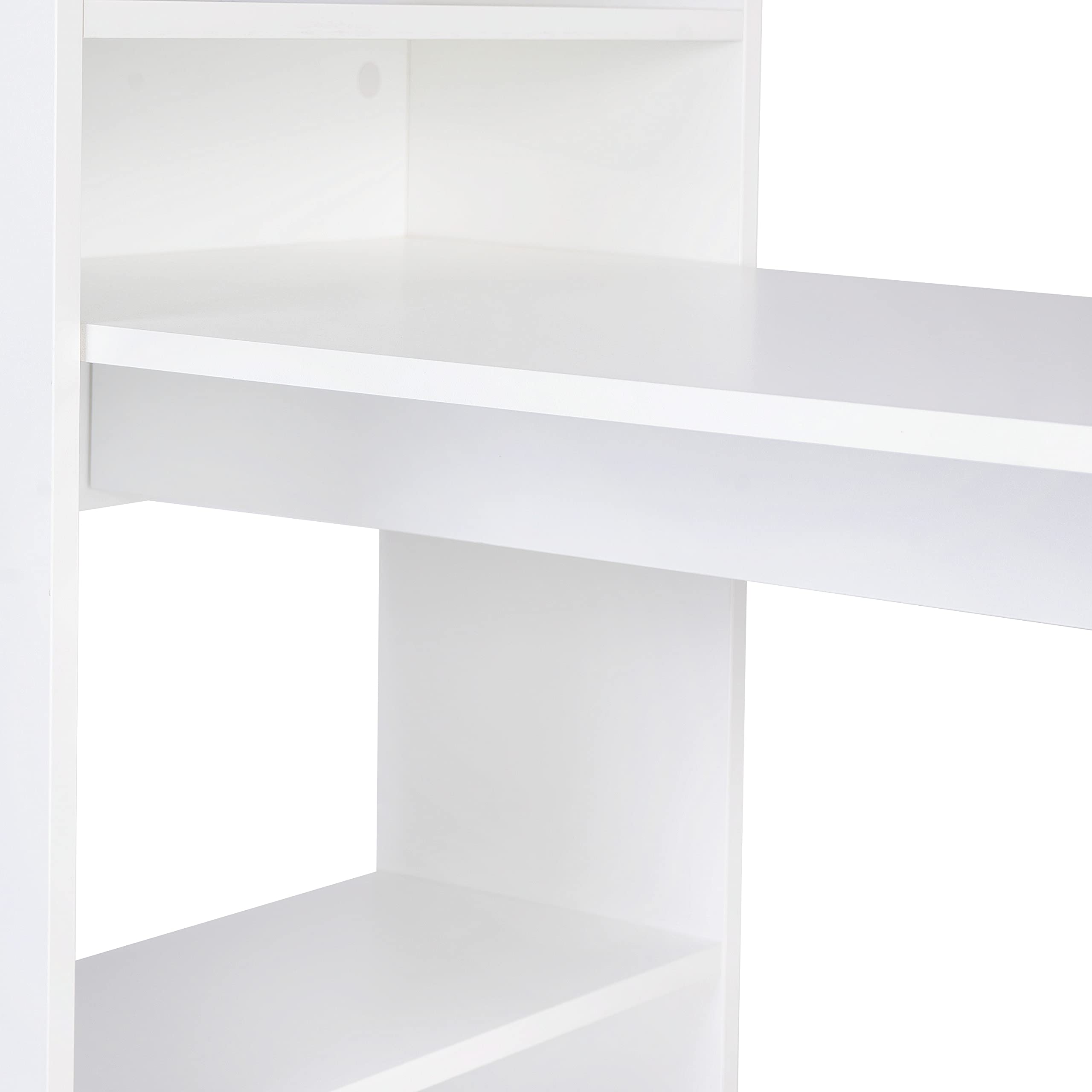 duehome | Escritorio Juvenil con Estanteria Reversible, Mesa de Ordenador, Modelo Qanik, Acabado en Blanco, Medidas: 122,5 cm (Largo) x 49,5 cm (Ancho) x 140 cm (Alto)