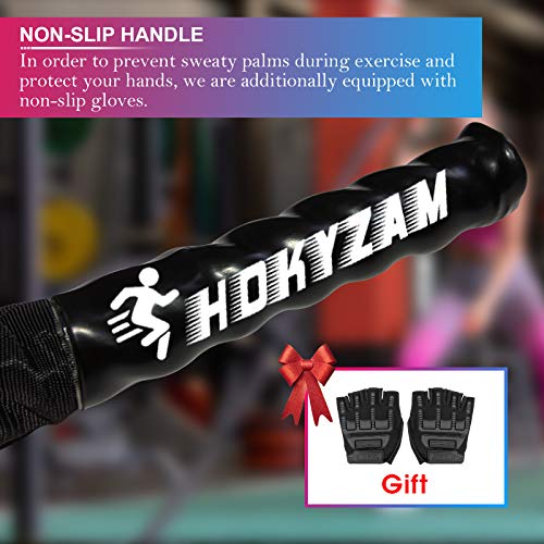 Hokyzam 30FT Battle Rope Workout Equipment Exercise Rope Training Rope Heavy Weighted Rope 2 Inch Diameter Workout Battle Rope with Protective Cover Exercise Equipment Core Strength Training