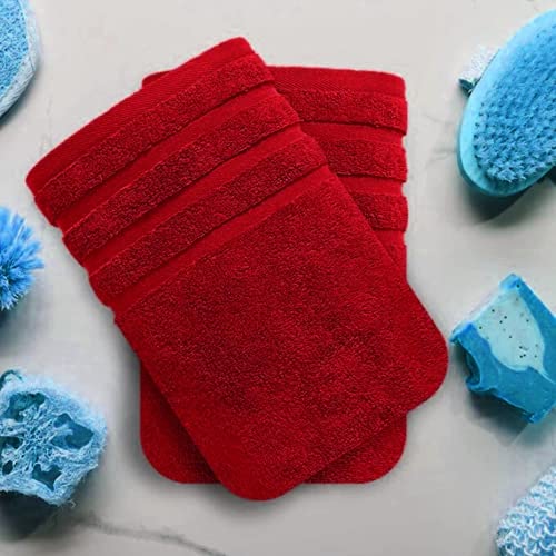 Diamond Tex Pack of 2 Large Jumbo Bath Sheets 75 x 150 cm Super Soft 100% Egyptian Cotton Fast Absorbent & Quick Dry Towels 500-GSM (Red) - Image 2