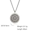 VASSAGO Om Aum Necklace Ohm Lotus Pendant Buddha Chain Stainless Steel Round Meditation Jewelry for Men Women (Silver-3) #5
