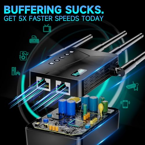 WiFi Extender Signal Booster for Whole Home & Backyard - 10K Sq.Ft Coverage w/4 Antennas | 90% Faster Internet Booster w/Ethernet Port, Easy Setup Wireless Repeater Works with Any Router | Long Range - Image 6