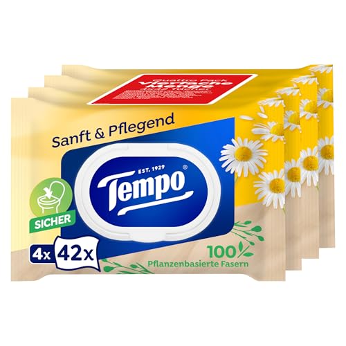 Tempo Toallitas húmedas Suave y nutritivo 4 x 42 unidades para el cuidado diario de la piel