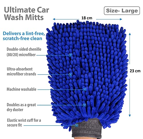 Image of Double Sided Large Size Microfiber Hand Gloves Duster Super Absorbent Wash Mitt for Home, Office, Kitchen, Windows, Car, Bike Cleaning & Washing Purpose, Multicolor, 1 Piece