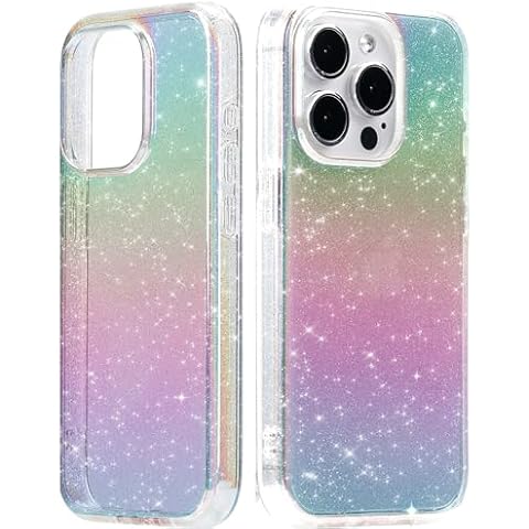 LONLI Hue - for iPhone 15 Plus Case - Rainbow Stardust Glitter - [10FT Drop Protection] - Cute, Unique and Aesthetic Shockproof Cover for Women, Girls (2023) Cover