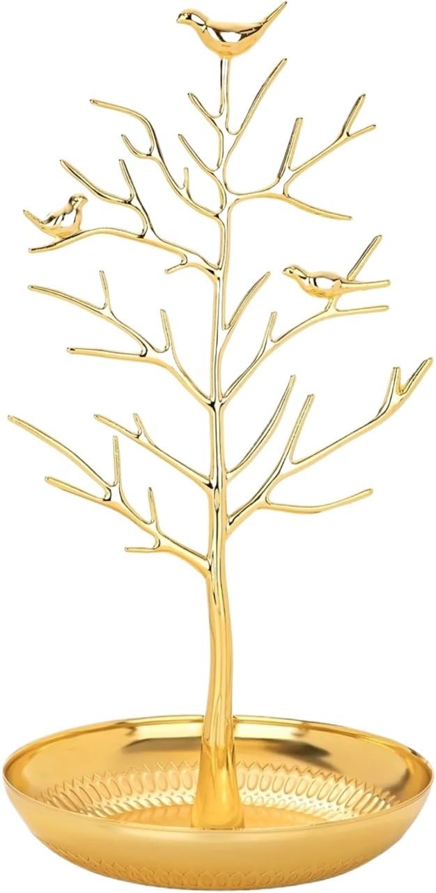 Zymjzbetic Jewellery Tree Gold Retro Jewelry Tree Organizer Display Tower for Necklaces Earrings And Rings
