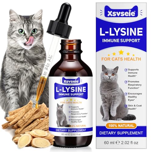 L-Lisina para Gatos, 60ML Lisina Gatos Aliviar Alergias en Gatitos, Estornudos, Gripe Felina, Antibióticos para Gatitos con Vitaminas y Minerales