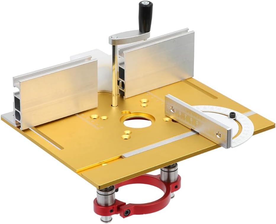 Aluminium Router Table Insert Plate And Router Lift for 65mm Diameter Universal Trimming Machine,with Miter Gauge Guide Aluminium Profile Fence Sliding Brackets