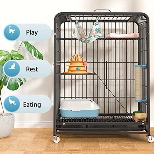 Chenil sur roulettes rotatives pour chat avec rampes de jeu - 3