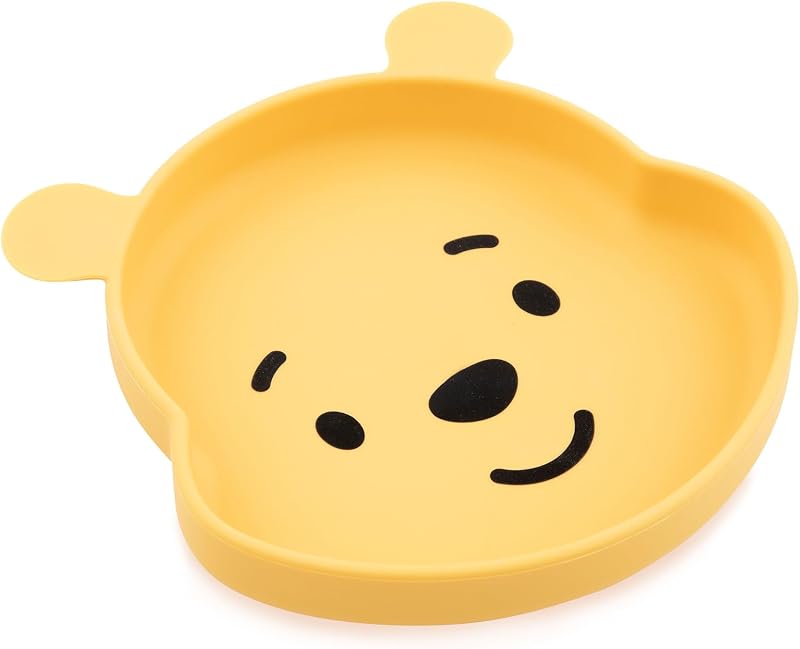 Disney Toddler and Baby Suction Plate, Silicone Grip Dish, Baby Led Weaning, Kids Feeding Supplies, Non Skid Sticky Bottom, Platinum Silicone, for Children Ages 6 Months Up, Toy Story Alien