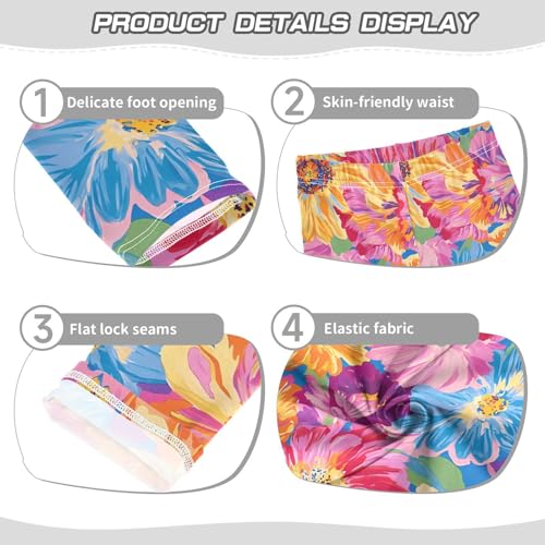 ALAZA Girls' Leggings Children's Yoga Pants Skinny Printed Dance Bright-Coloured Flower Comfortable 4T2